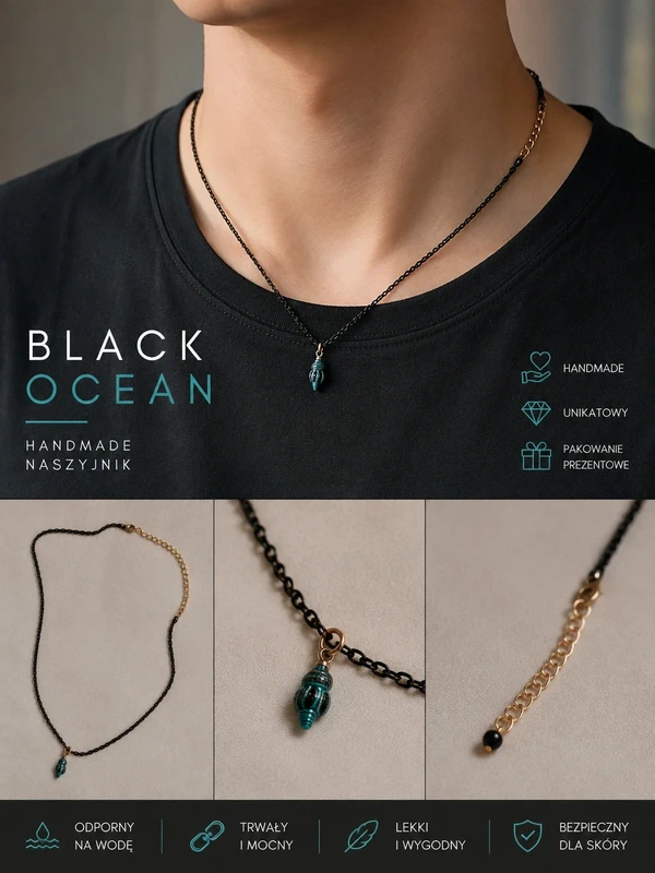 🖤 Ręcznie wykonany naszyjnik black & blue 💙